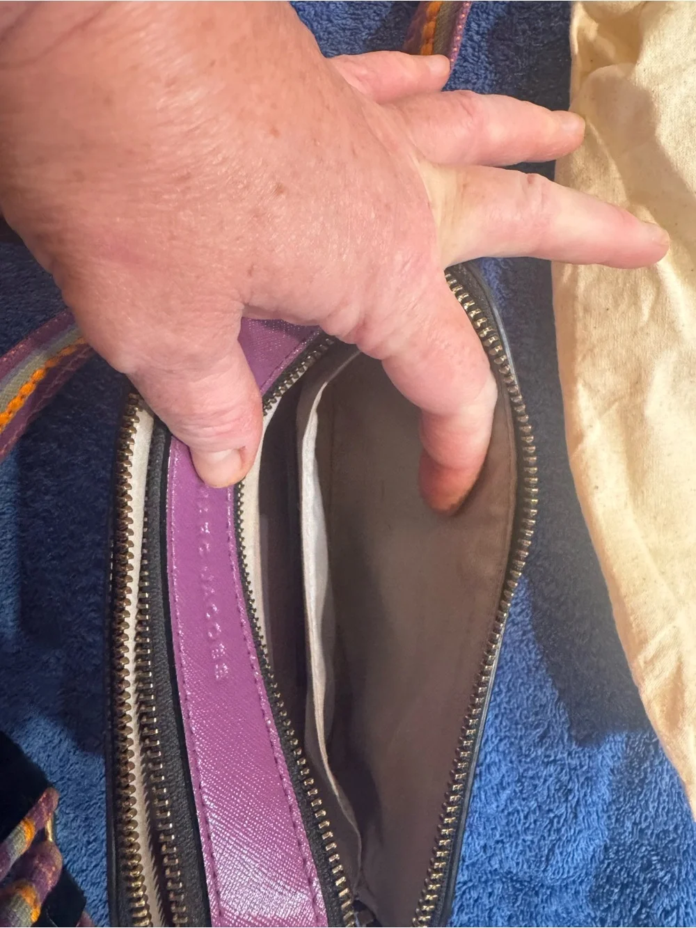 Marc Jacobs Lavender Mixed-Panel Snapshot Crossbody with Gold Hardware